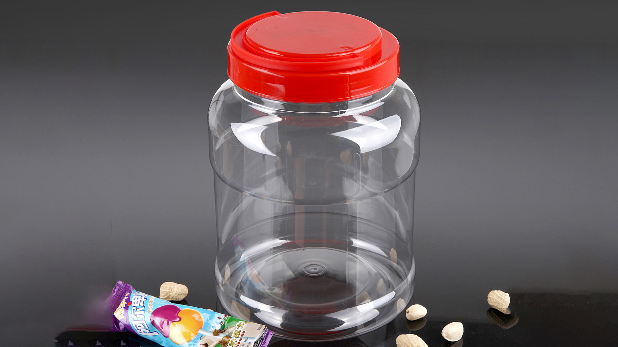 Large Size 3.5L Clear, PET Plastic Jar with Handle Lid