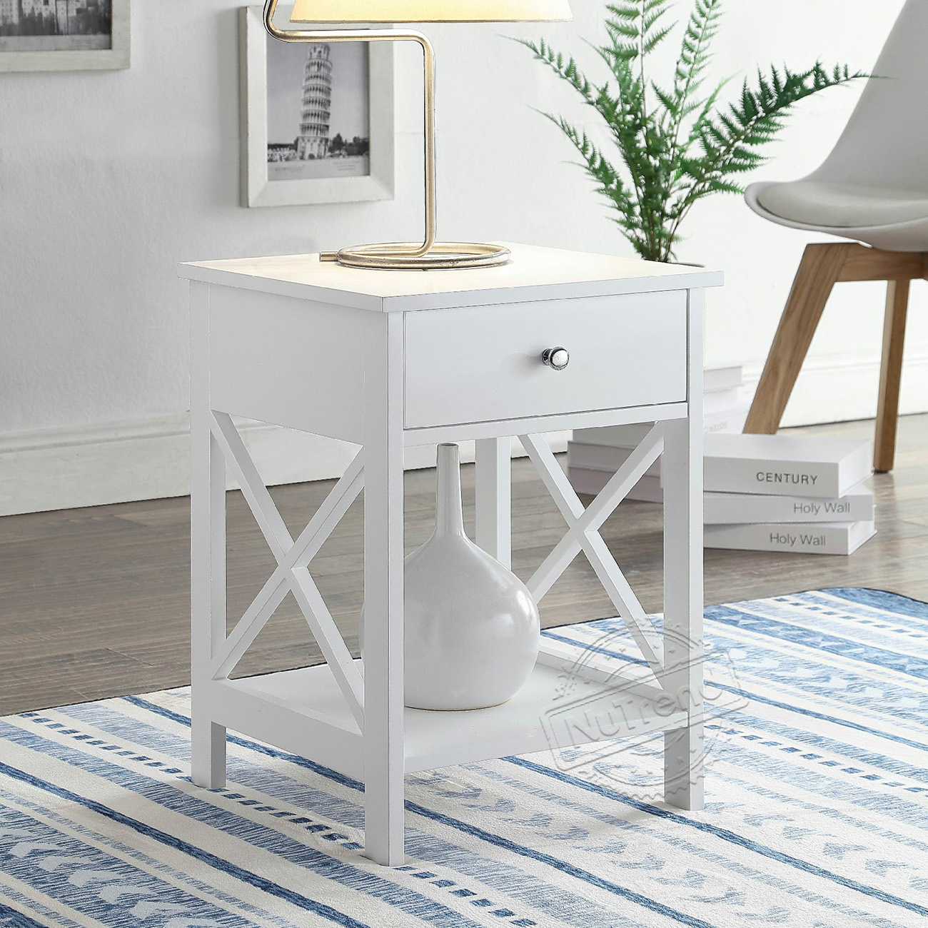 Cross contemporary side table with drawer storage 203347