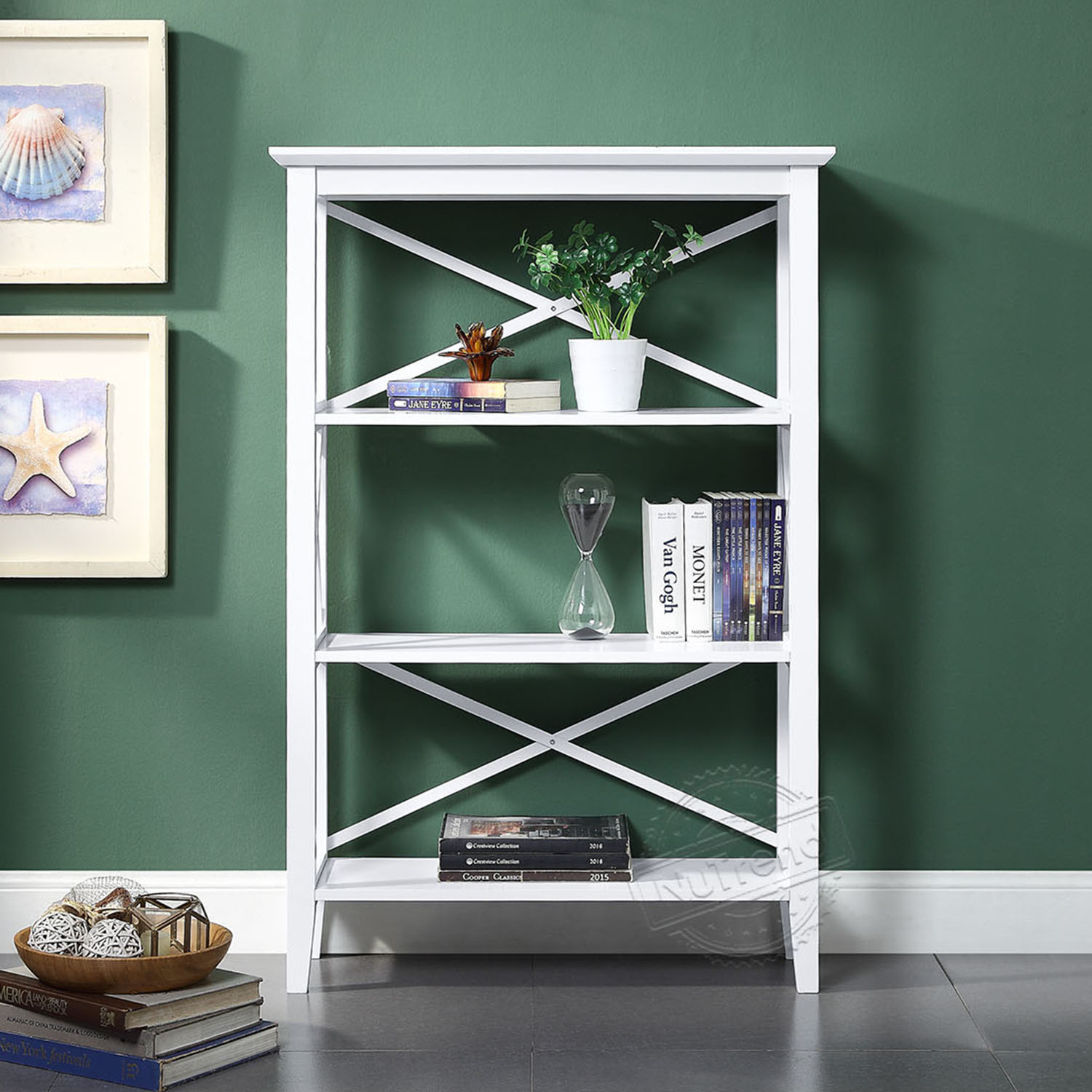 4 Tier Contemporary Wood Bookshelf for Storage 502160