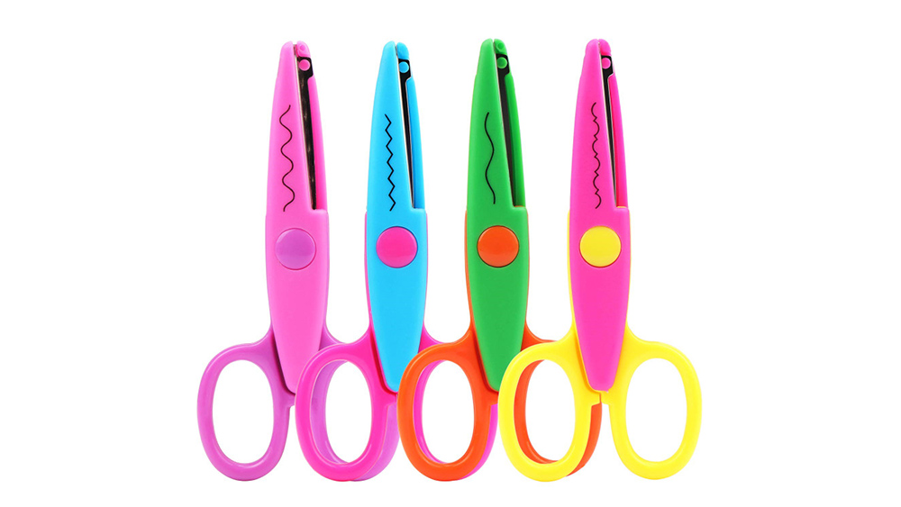 I-Plastic Kids Safety Crafts Scissors Iphepha le-Scrapbooking Wave Lace Edge Cutters Setha