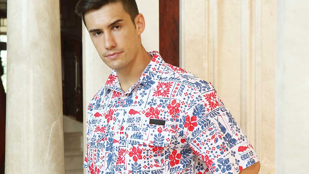 Fabrik nach Maß neu bedrucktes Hemd Kurzarm Schöne lässige Strandhemden für Männer