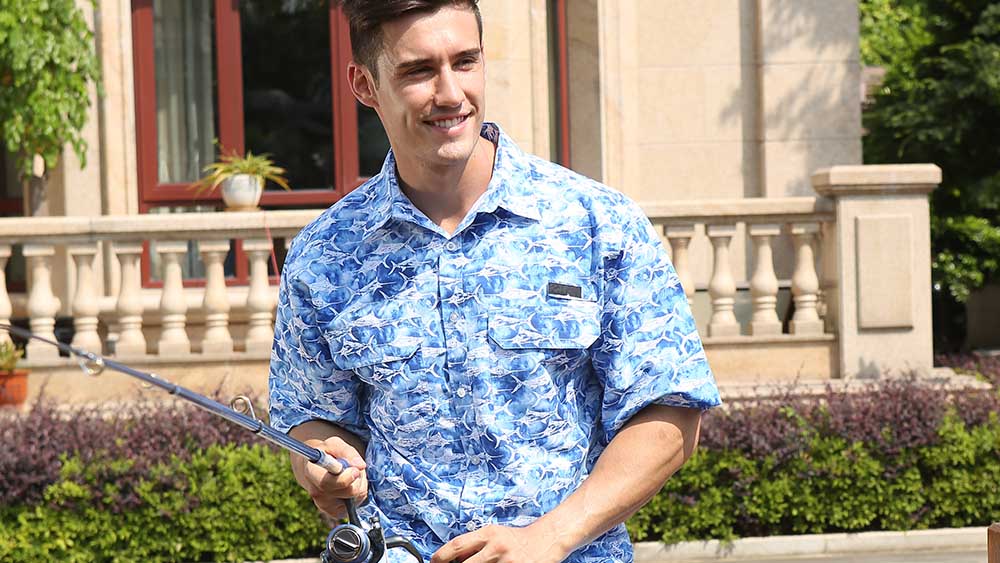 Camisa de Pesca Direto da Fábrica Atacado Masculino Manga Curta Estilo Ilha Havaiana Camisas Aloha