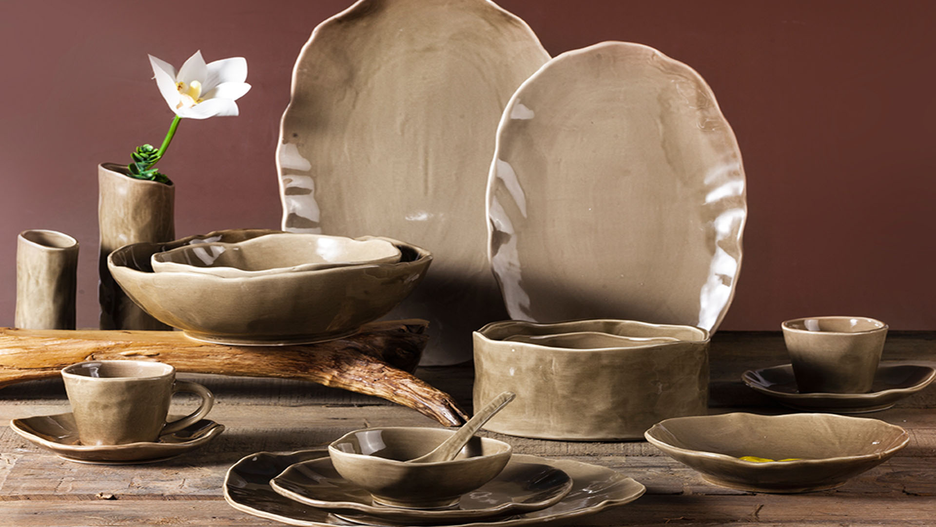 Brett Factory kiln changing creative gray porcelain set irregular chinaware
